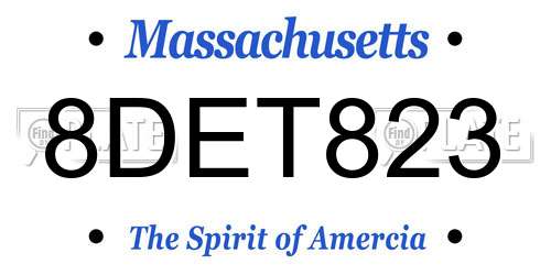 8DET823 Massachusetts License Plate