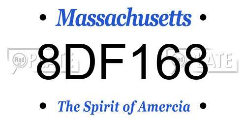 8DF168 Massachusetts License Plate