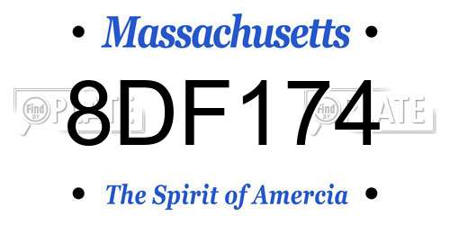8DF174 Massachusetts License Plate