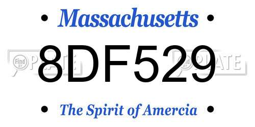 8DF529 Massachusetts License Plate