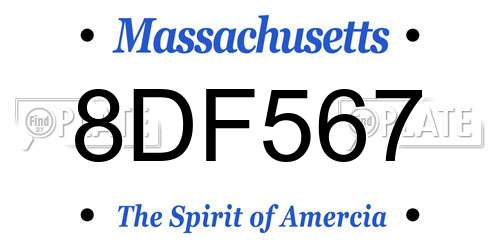 8DF567 Massachusetts License Plate