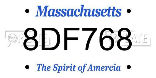 8DF768 Massachusetts License Plate