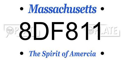 8DF811 Massachusetts License Plate