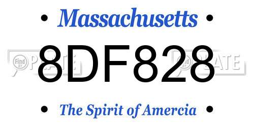 8DF828 Massachusetts License Plate