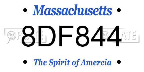 8DF844 Massachusetts License Plate