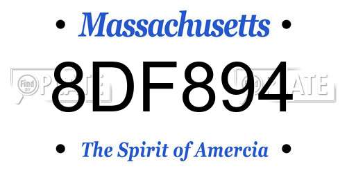 8DF894 Massachusetts License Plate