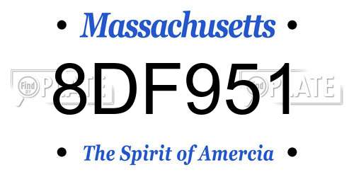 8DF951 Massachusetts License Plate