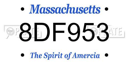8DF953 Massachusetts License Plate