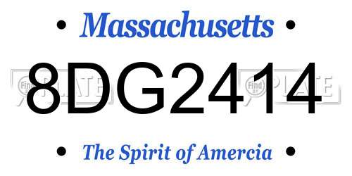 8DG2414 Massachusetts License Plate