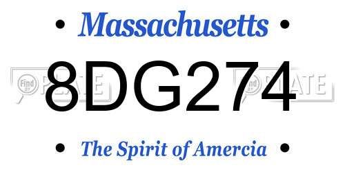 8DG274 Massachusetts License Plate