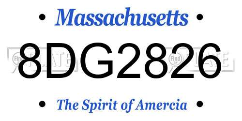 8DG2826 Massachusetts License Plate