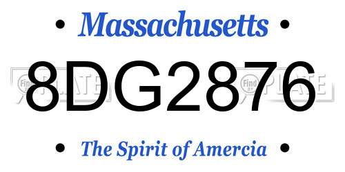 8DG2876 Massachusetts License Plate