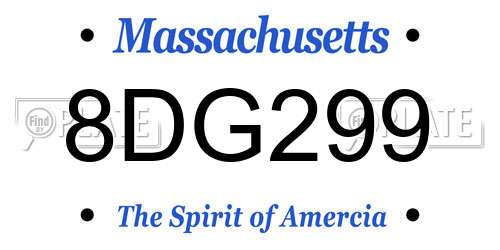 8DG299 Massachusetts License Plate
