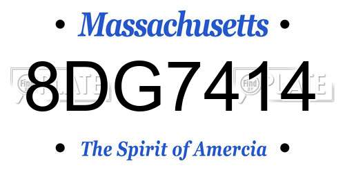 8DG7414 Massachusetts License Plate