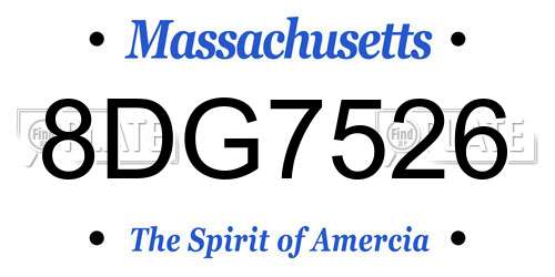 8DG7526 Massachusetts License Plate