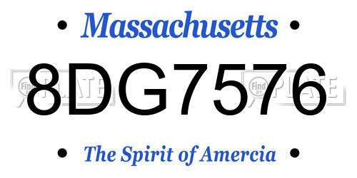 8DG7576 Massachusetts License Plate