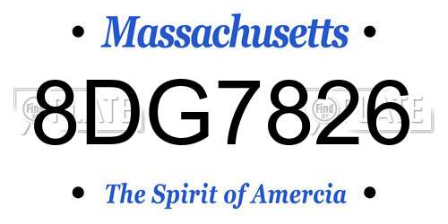 8DG7826 Massachusetts License Plate