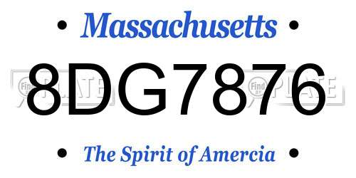8DG7876 Massachusetts License Plate