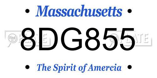 8DG855 Massachusetts License Plate