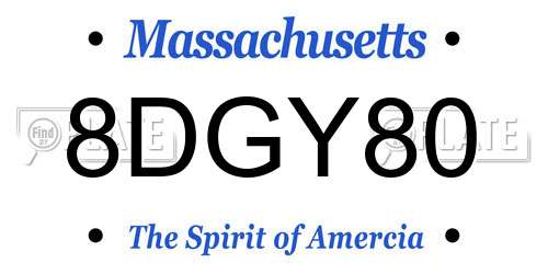 8DGY80 Massachusetts License Plate