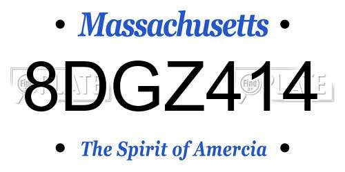 8DGZ414 Massachusetts License Plate