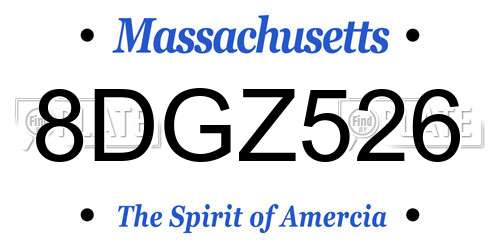 8DGZ526 Massachusetts License Plate