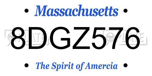 8DGZ576 Massachusetts License Plate