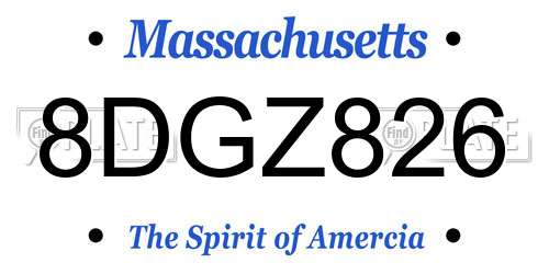 8DGZ826 Massachusetts License Plate