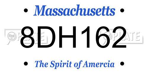 8DH162 Massachusetts License Plate