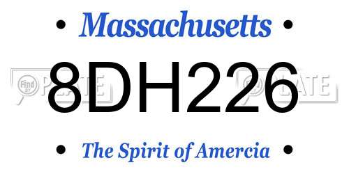 8DH226 Massachusetts License Plate
