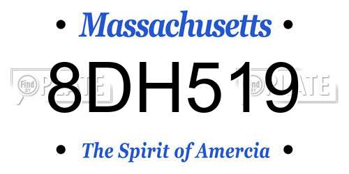 8DH519 Massachusetts License Plate