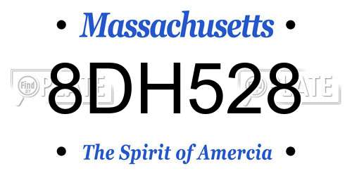 8DH528 Massachusetts License Plate