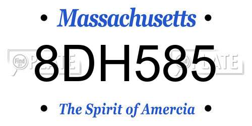 8DH585 Massachusetts License Plate