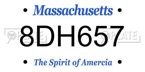 8DH657 Massachusetts License Plate