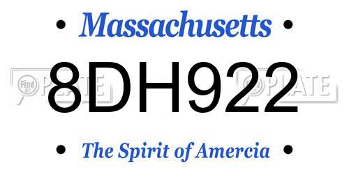 8DH922 Massachusetts License Plate