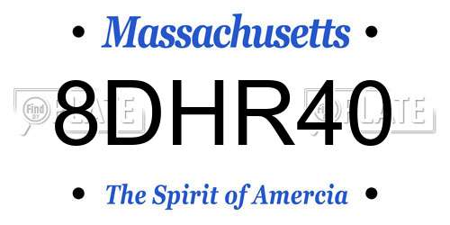 8DHR40 Massachusetts License Plate