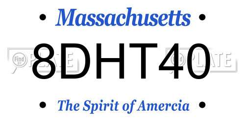 8DHT40 Massachusetts License Plate