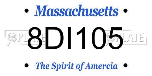 8DI105 Massachusetts License Plate