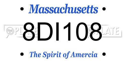 8DI108 Massachusetts License Plate