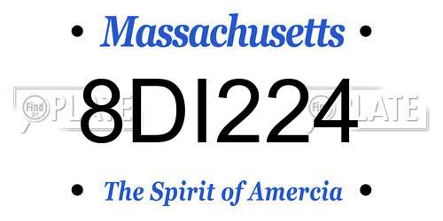 8DI224 Massachusetts License Plate