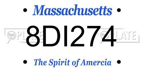 8DI274 Massachusetts License Plate