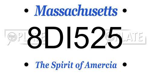 8DI525 Massachusetts License Plate