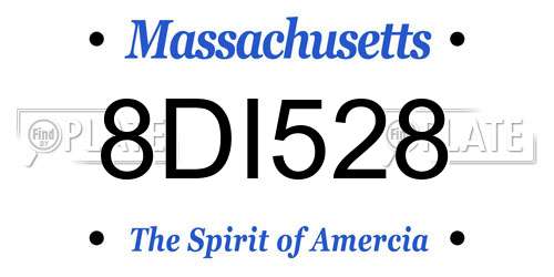 8DI528 Massachusetts License Plate