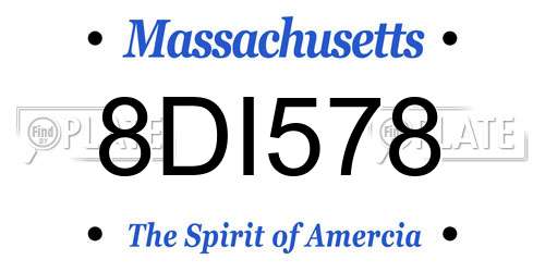 8DI578 Massachusetts License Plate