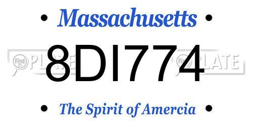 8DI774 Massachusetts License Plate