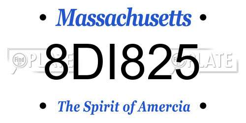 8DI825 Massachusetts License Plate