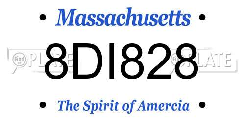 8DI828 Massachusetts License Plate