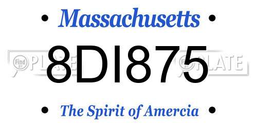 8DI875 Massachusetts License Plate