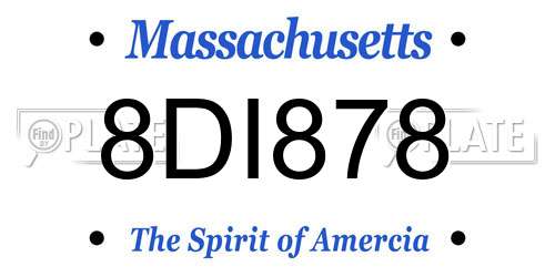 8DI878 Massachusetts License Plate