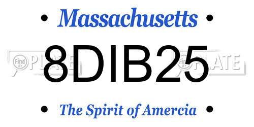 8DIB25 Massachusetts License Plate